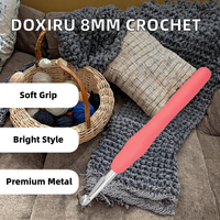 Crochet en aluminium 8 mm avec manche souple coloré, aiguille à tricoter taille unique pour débutants, idéal pour pulls et motifs floraux