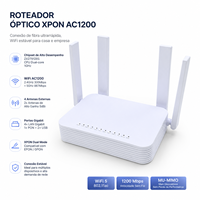 Router ONU XPON de Alta Velocidad WiFi5 AC1200 Mbps, CPU de Doble Núcleo, Router de Fibra Óptica con Antena MU‑MIMO para Red FTT