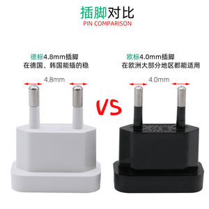Adaptateur de prise <span class=keywords><strong>Euro</strong></span> pour l'Europe, chargeur de voyage Allemagne, adaptateur <span class=keywords><strong>portable</strong></span> USA 2 broches vers EU 4,8 mm 4,0 mm - Product Image 5