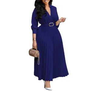 Boskims 2024 Women's Casual Dress Elegant Solid Color Long Party Dress In Plus Size