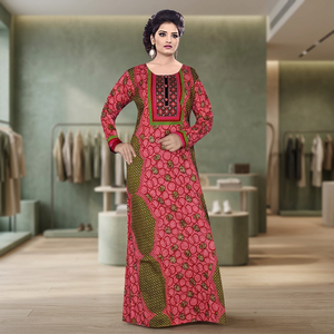 Robe longue maxi en coton premium pour femme, respirante, anti-boulochage, style ethnique moyen-oriental, Jalabiya pour adultes, mode décontractée, grandes tailles - Product Image 3
