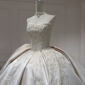 สำหรับ XX68 ชุดแต่งงานแบบยาวแขนกุดผ้าซาตินทรงหวานประดับลูกไม้คริสตัลลายดอกไม้ - Product Image 6