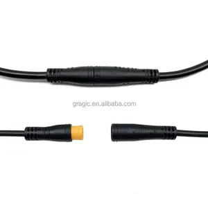 Cable de extensión de conector Ebike personalizado de cobre de 2, 3, 4, 5 pines, 0, 14 mm2, IP66, M8, cable de extensión eléctrico macho hembra