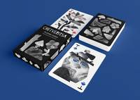 Boîte à cartes de poker en papier artistique avec finition lin, estampage or, logo personnalisé, design personnalisé imprimé pour la promotion familiale