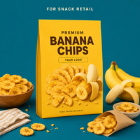 Sachet Doypack pour chips de banane, imprimé sur mesure, qualité alimentaire, refermable, avec 9 couleurs et logo personnalisé, pour la vente en gros et au détail de snacks