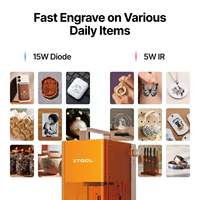 Graveur laser double XTool F2, diode 15W, infrarouge 5W, vitesse élevée 6000 mm/s, caméra 50MP, machine laser portable pour métal, bois, acrylique