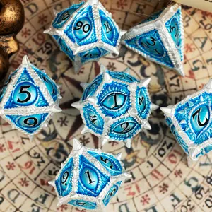 Factory Customized Wholesale Dnd Dice Set New Hot Sale Dragon's Eye Polyhedral Metal Dice Set D D RPG Dice For Board Game