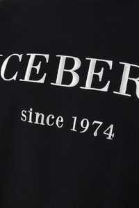 Sudadera de algodón con logotipo negro Iceberg de diseñador de alta calidad, sudadera con puños acanalados y cuello redondo - Product Image 3