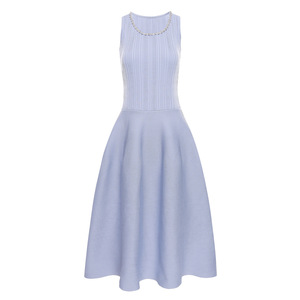 Nuovo Abito Estivo da Donna <span class=keywords><strong>in</strong></span> Stile Francese 2026, <span class=keywords><strong>Vestito</strong></span> Midi <span class=keywords><strong>in</strong></span> <span class=keywords><strong>Maglia</strong></span> con Strass, Scollo Tondo, Senza Maniche, Aderente e <span class=keywords><strong>Svasato</strong></span> - Product Image 5