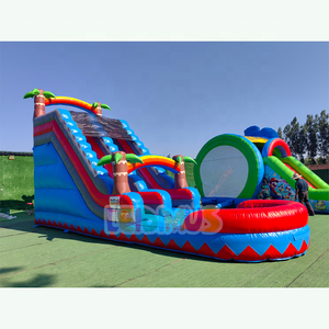 Fabrika ticari PVC büyük trambolin palmiye ağacı havuz su kaydırağı tropikal slayt ile şişme su kaydırağı - Product Image 2