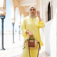 Ensemble décontracté 2 pièces personnalisé à marque privée, tunique et pantalon, faible MOQ, vente en gros pour marques de démarrage, ensemble pour femmes musulmanes au Royaume-Uni