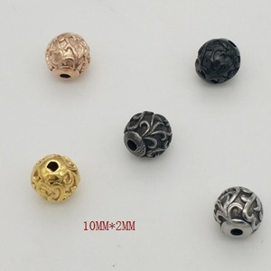 Cuentas espaciadoras de acero inoxidable yunnique, 10mm, 2mm de diámetro, patrón retro redondo para hacer pulseras, accesorios de joyería DIY - Product Image 2