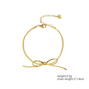 LT-C-<strong>7</strong> Women's Stainless Steel Simple Luxury Pendant Necklace Cross-Border Bow-Style Bracelet Versatile for Cold Style for Gift - Product Image 4