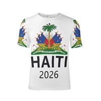 Maillot de football respirant en polyester à faible MOQ, motif coupe de football, impression personnalisée drapeau haïtien, t-shirts grande taille pour hommes