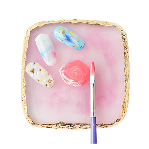 Paleta de Resina para Arte de Uñas, 6 Colores, Borde Dorado, Cuadrada, Tipo Ágata, Bandeja para Mezclar Gel UV, para Herramientas de Manicura de Salón, Venta al Por Mayor - Product Image 3