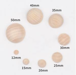 2024 Großhandel 10mm 20mm 30mm 40mm Unvollendete geteilte feste halbrunde Holz kugeln Kunden spezifische halbe Holz perlen für die handwerkliche Malerei - Product Image 5