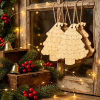 10 Stück Hölzerne Weihnachts-Hängeornamente mit Seil, Lasergeschnittenes Wolkenlagen-Design, für Weihnachten, Neujahr, Winterparty