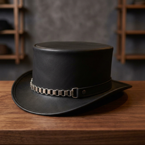 Finest Quality Genuine Leather Pirrot Fashion Nautical <b>Cowboy</b> <b>Hats</b> Adults Unisex Black Color Customized Printing Beach Cycling - Product Image 1