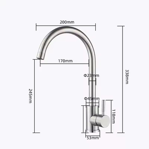 Robinet de cuisine moderne chromé à trou unique, robinets d'évier rotatifs montés sur le pont avec vanne en céramique, fonction robinet à eau - Product Image 6
