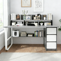 Escritorio de Computadora de Madera, Muebles de Dormitorio, Mesa de Estudio y Silla con Estantes de Almacenamiento