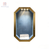 Vitrine murale octogonale en métal doré, verrouillable et éclairée, pour bijoux, exposition de boutique de luxe