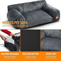 Canapé chauffant pour animaux de compagnie, lit pour chien, coussin chauffant électrique, canapé en velours côtelé, cama calefactable para perros, tapis chaud lavable pour l'hiver