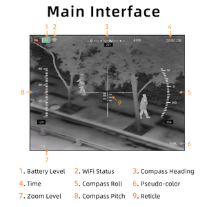 狩猟用チューブ型赤外線サーマルスコープ、15時間稼働時間、35mm 640x512ナイトビジョンスコープ、デジタルズーム4倍付き - Product Image 5