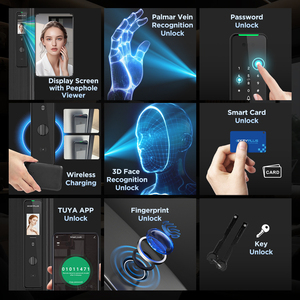 3D riconoscimento facciale Inteligente videochiamata Tuya blocco automatico della porta con impronta digitale intelligente della fotocamera <span class=keywords><strong>serratura</strong></span> della porta con impronta del palmare - Product Image 3