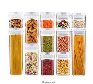 Plastic Kitchen Storage Box With Lid Airtight Cereal 7pcs 12pcs Airtight Food Storage Container Set