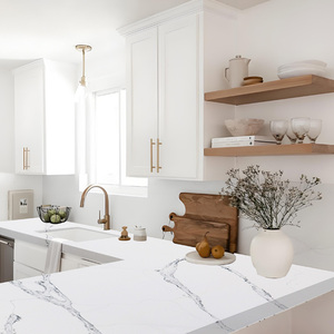 Nhà máy tùy chỉnh hiện đại đánh bóng Vàng Nhân Tạo thạch anh đá slab cao cấp trọng lượng nhẹ chống cháy không thấm nước Countertop sàn tường - Product Image 5