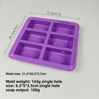 Nouvelles Idées Moule en Silicone à 6 Cavités Motif Rectangulaire Ovale pour Savon Artisanal de Marseille DIY