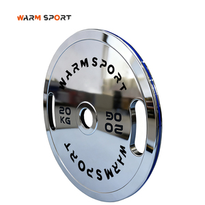 Disques de musculation de haute qualité pour haltères, plaques de poids en acier électro-plaqué avec bande de couleur, 2 poignées - Product Image 5