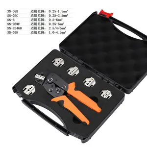 Wire self-adjustable ratcheting mechanism crimping terminals tool kit plier set