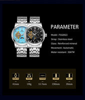 Reloj FORSINING de Primera Marca para Hombre, Automático, Mecánico, con Fase Lunar, Esqueleto, Luminoso, de Acero Inoxidable, Resistente al Agua
