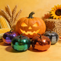 Chuang De Boule disco style citrouille à paillettes multicolore réfléchissante, écologique, incassable et résistante aux intempéries pour table d'Halloween