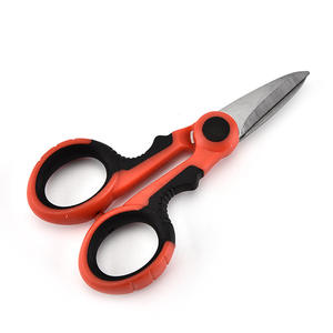 Ciseaux multi-usages, lame en acier inoxydable, 8 cm, rouge, qualité industrielle, bord lisse, pour couper le fil, la tôle, la pêche - Product Image 5