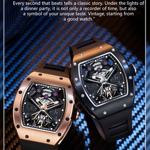 Relojes Hombre Mechanical Automatic Low MOQ Hollow Out Luxury Automatic Skeleton Barrel <b>Watch</b> for Men - Product Image 4