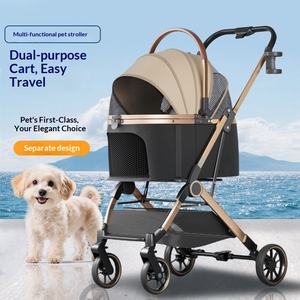 Chariot pour animaux de compagnie en métal pour chiens et chats - Cage légère, détachable et pliable à 4 roues pour une utilisation en extérieur - Product Image 1