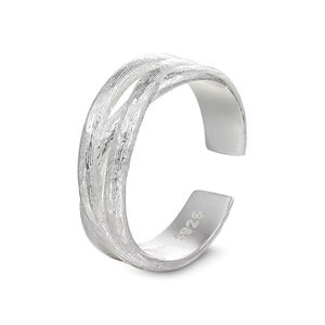 Nieuwe Trend 925 Sterling Zilveren Mode Sieraden Geborsteld Onregelmatige Getextureerde Holle <span class=keywords><strong>X</strong></span> Vorm Dikke Open Ringen Verstelbaar - Product Image 1