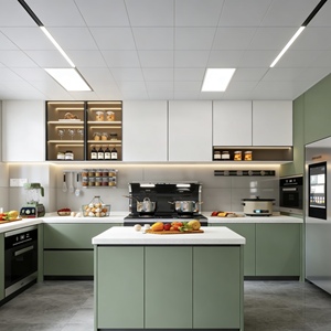 Meubles de <span class=keywords><strong>cuisine</strong></span> modernes en chêne massif/MDF, finition haute brillance, solutions d'angle gain de place, éclairage LED intégré, résistant à l'eau - Product Image 2