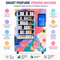Distributeur automatique de parfums sur mesure avec système d’élévation à tige poussoir, écran tactile et paiement sans espèces; OEM/ODM pour les boutiques de beauté