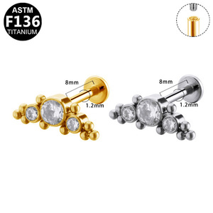 European American Cross Border G23 <b>Titanium</b> Alloy Flower <b>Stud</b> Ear Cartilage Jewelry Women's Fashion Piercing Jewelry - Product Image 5
