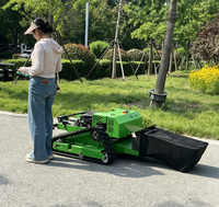 Tondeuse à gazon de jardin de 600 mm, très populaire au niveau mondial, avec télécommande et type chenillé compact, équipée d'un bac de ramassage d'herbe