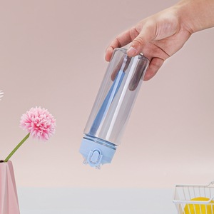 Botella de Agua de Plástico Transparente de 600 ml con Logotipo Personalizado, Venta al por Mayor, con Pajita y Cuerda, Portátil para Viajes al Aire Libre - Product Image 6