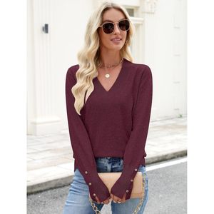 Pull en maille à col en V pour femme FOXA, manches longues, décontracté, anti-boulochage, léger, idéal pour le travail et les occasions professionnelles - Product Image 5