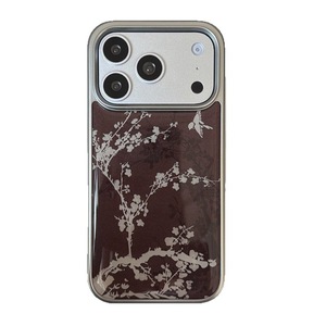 เคสเรซิ่นลายดอกพลัมขอบเงินชุบไฟฟ้า เหมาะสำหรับ iPhone 17/16, 15, 14 แบบเรียบ กันกระแทก - Product Image 6