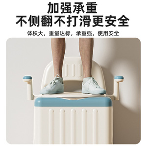 Portable Toilet Seat With <b>Backrest</b> And Armrests For Indoor Use Foldable Design PP Material Modern Style - Product Image 3
