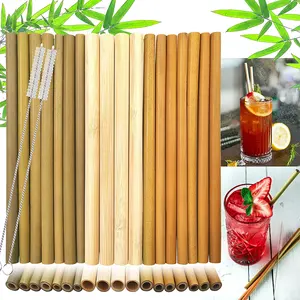 Canudo de bambu eco amigável, logotipo personalizado, eco amigável, longo, canudos reutilizáveis