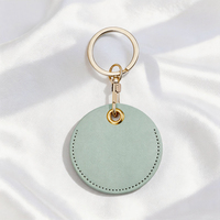 Porte-clés rond en cuir PU vert menthe, logo personnalisé, porte-clés circulaire, personnalisation de la marque, fabricant OEM, fournitures en gros