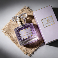 Botol Parfum Kaca Transparan Bergaris Vertikal Grosir 50ml Tersedia, Mendukung Logo Kustom, Kotak Warna Botol Sesuai Pesanan, Waktu Pengiriman Stabil